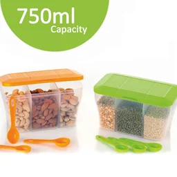 Airtight Storage Container – 750ml 3-Section Jar | Organivo