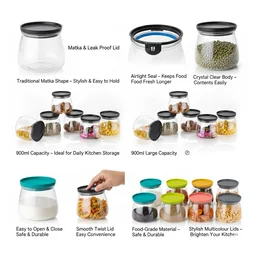Airtight Storage Jars – Matka Shape, 900ml Set of 6 | Velvet Wheels
