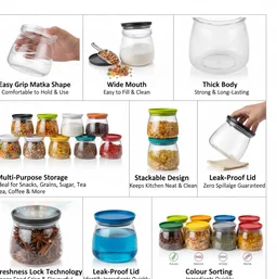 Airtight Storage Jars – Matka Shape, 900ml Set of 6 | Velvet Wheels