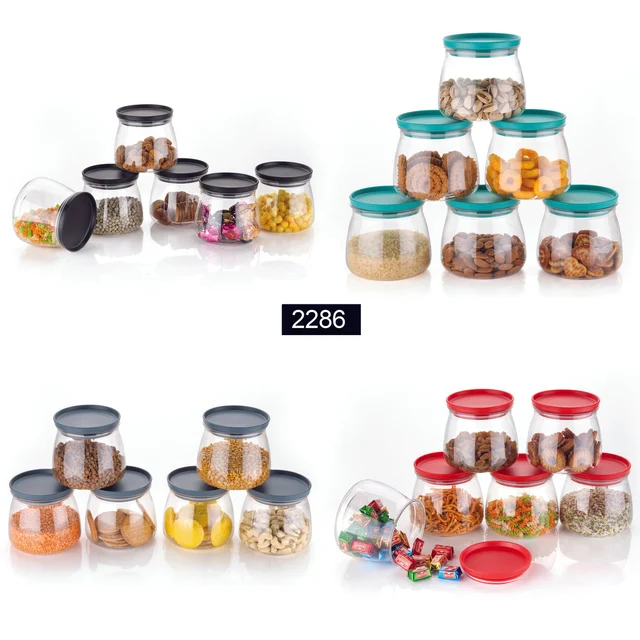 Airtight Storage Jars – Matka Shape, 900ml Set of 6 | Velvet Wheels