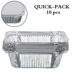 Aluminium Food Container with Lid – 450 ml Leak-Resistant 10 Pc