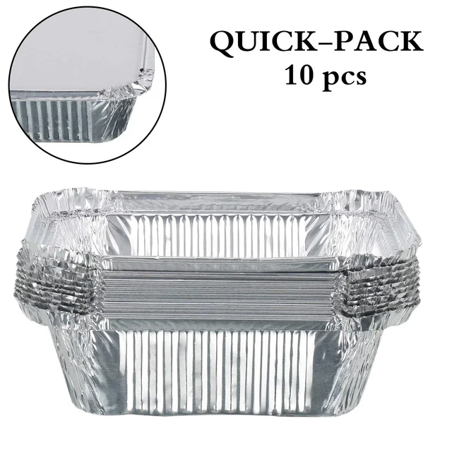 Aluminium Food Container with Lid – 450 ml Leak-Resistant 10 Pc