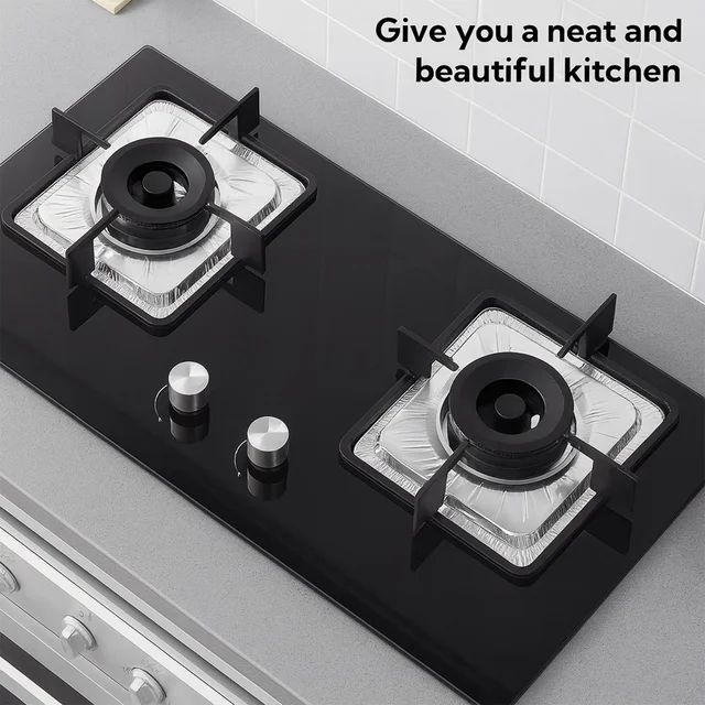 Aluminium Gas Stove Protector Covers – 10 Pc Disposable 23x23 cm