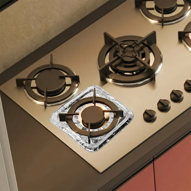 Aluminium Gas Stove Protector Covers – 10 Pc Disposable 23x23 cm