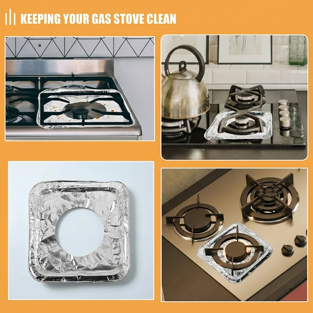 Aluminium Gas Stove Protector Covers – 10 Pc Disposable 23x23 cm
