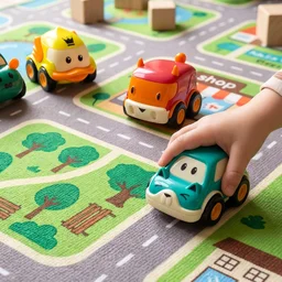 Animal Cartoon Pull-Back Toy Car Set – 4 Vibrant Mini Vehicles
