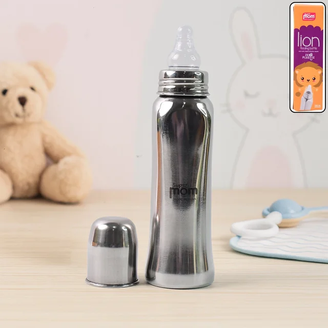 Anti-Colic Stainless Steel Feeding Bottle – 250ml Safe Comfort