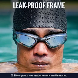 Anti-Fog Swimming Goggles – UV Protection with Mirrored Lenses & Earplugs