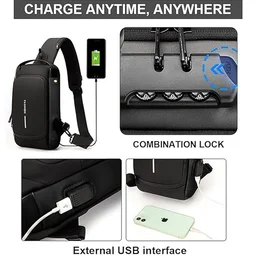 Anti-Theft Crossbody Sling Bag – Secure USB Charging Port
