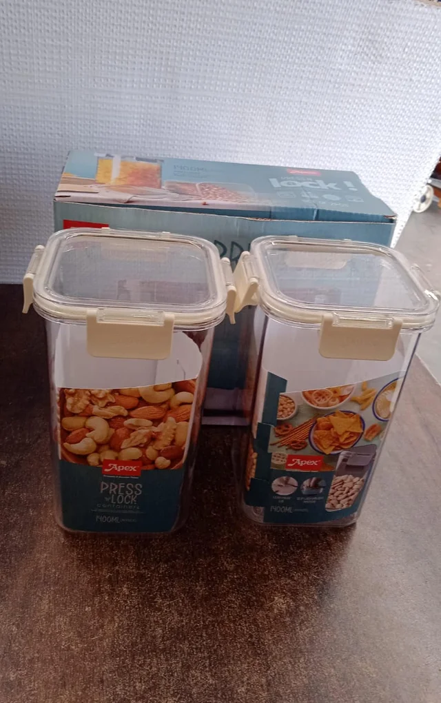 Apex Airtight Kitchen Storage Containers – Set of 2, 1400ml Each