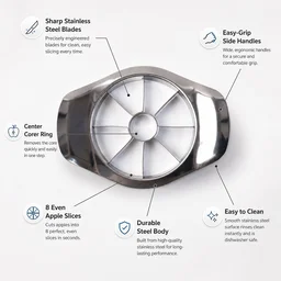 Apple Shape Stainless Steel Apple Slicer & Corer – Effortless Fruit Wedges