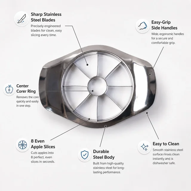 Apple Shape Stainless Steel Apple Slicer & Corer – Effortless Fruit Wedges