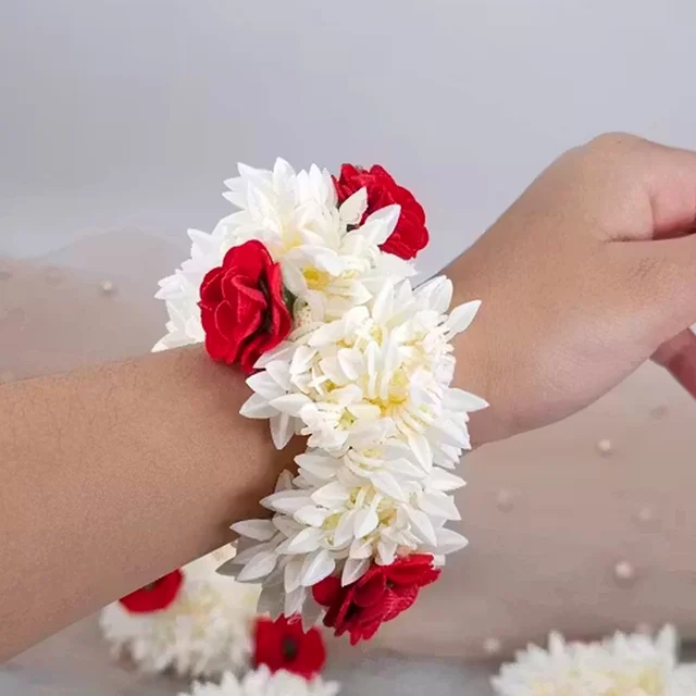 Artificial Flower Gajra – Traditional Red Rose & Jasmine Hair Accessory