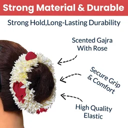 Artificial Flower Gajra – Traditional Red Rose & Jasmine Hair Accessory