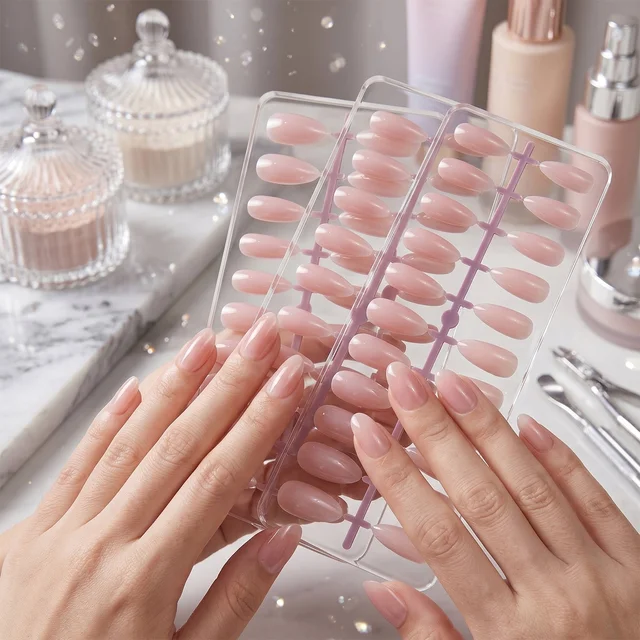 Artificial Nail Tips Set – Elegant French Manicure at Home