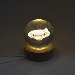 Astronaut Crystal Ball Lamp – 3D Night Light with Wood Base | Indo Glow