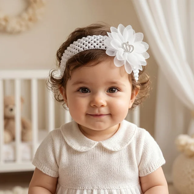 Baby Hair Headband – Soft Elastic Floral Crown Accessory