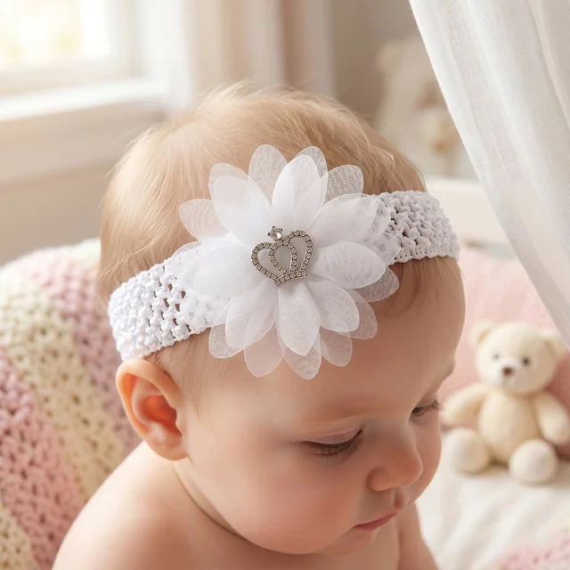 Baby Hair Headband – Soft Elastic Floral Crown Accessory