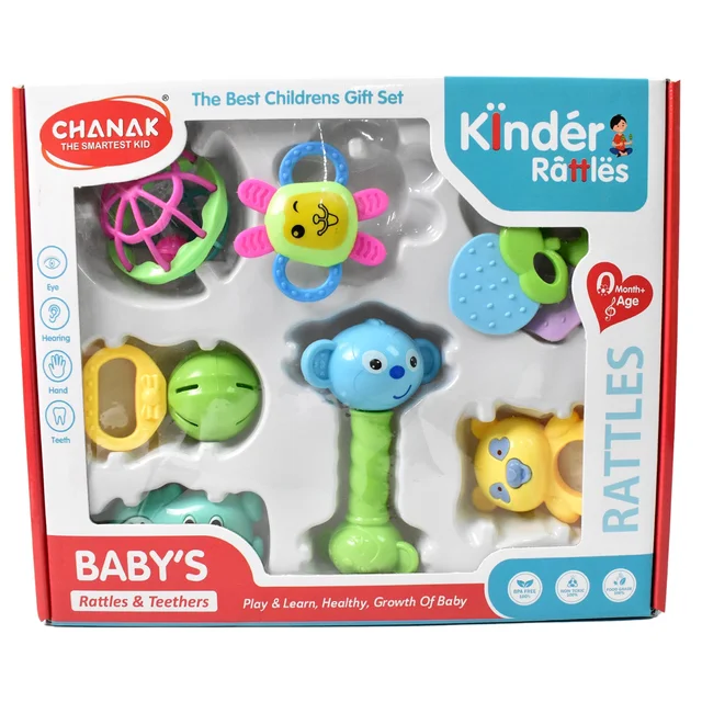 Baby Rattle & Teething Set – 8-Piece Non-Toxic | Aditi