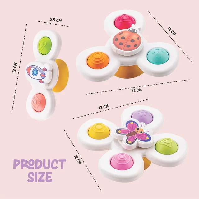 Baby Spinner Toy Set – Sensory Suction Toys for Motor Skills