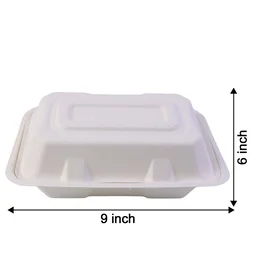 Bagasse Clamshell Food Box – Eco-Friendly 9x6 Inch Disposable Set