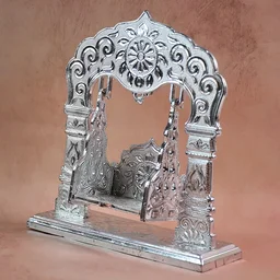 Bal Gopal Jhula – Silver-Coated Decorative Swing for Krishna Idol
