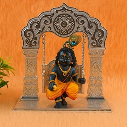 Bal Gopal Jhula – Silver-Coated Decorative Swing for Krishna Idol