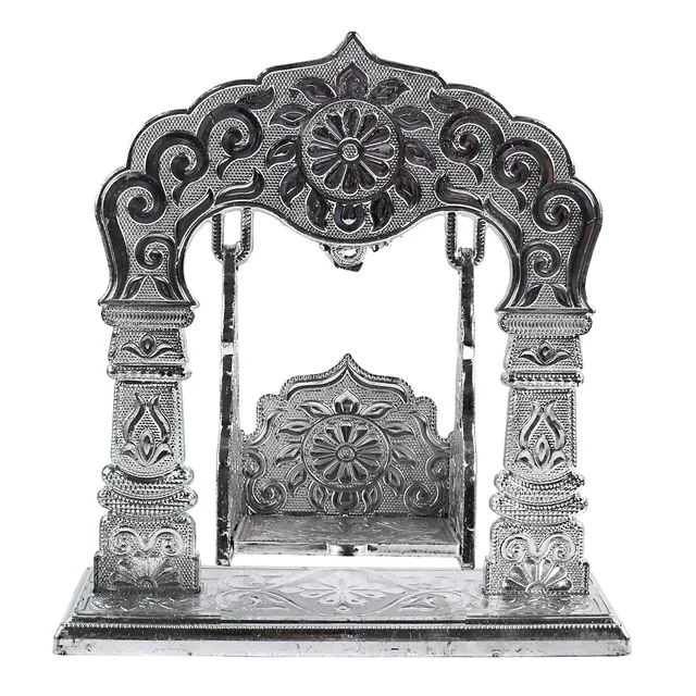 Bal Gopal Jhula – Silver-Coated Decorative Swing for Krishna Idol