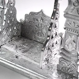Bal Gopal Jhula – Silver-Coated Decorative Swing for Krishna Idol