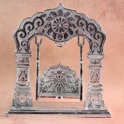 Bal Gopal Jhula – Silver-Coated Decorative Swing for Krishna Idol