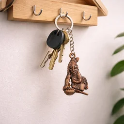 Bal Krishna Makhan Chor Keychain – Premium Antique Gold Finish