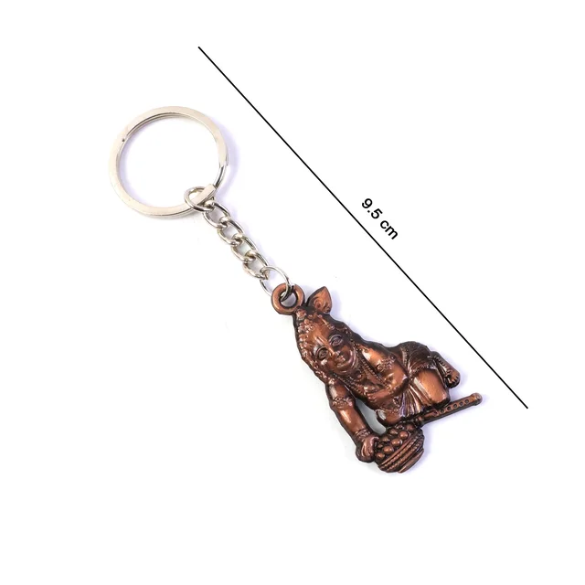 Bal Krishna Makhan Chor Keychain – Premium Antique Gold Finish