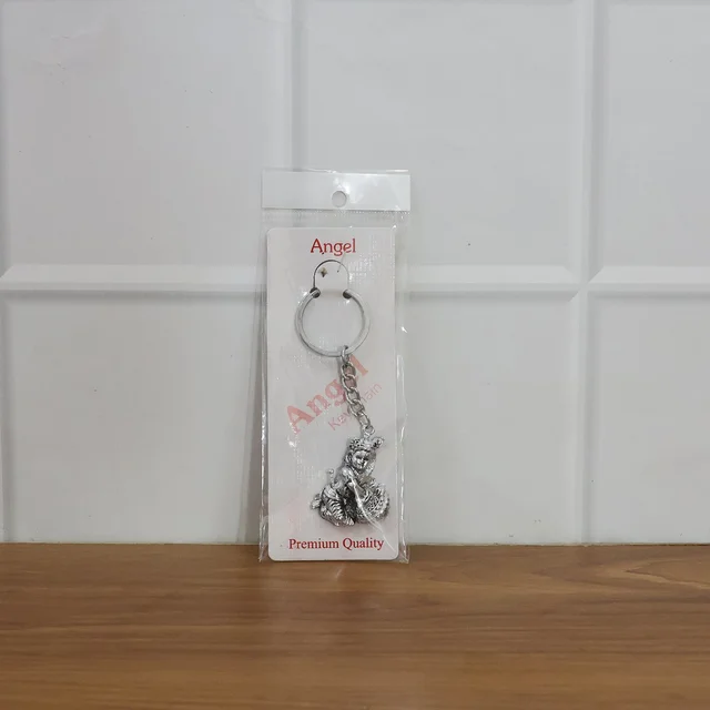 Bal Krishna Makhan Chor Keychain – Premium Silver Finish