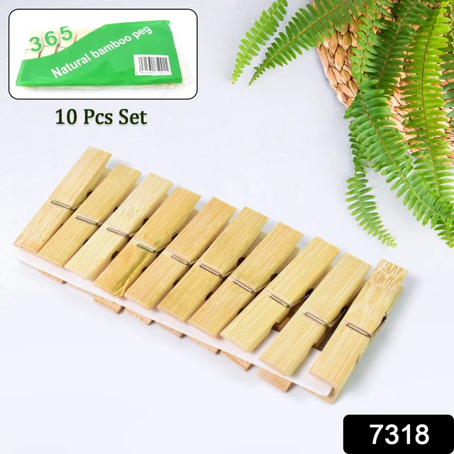Bamboo Cloth Clips – Heavy Duty Wooden Pegs (10 Pcs) | BathNova