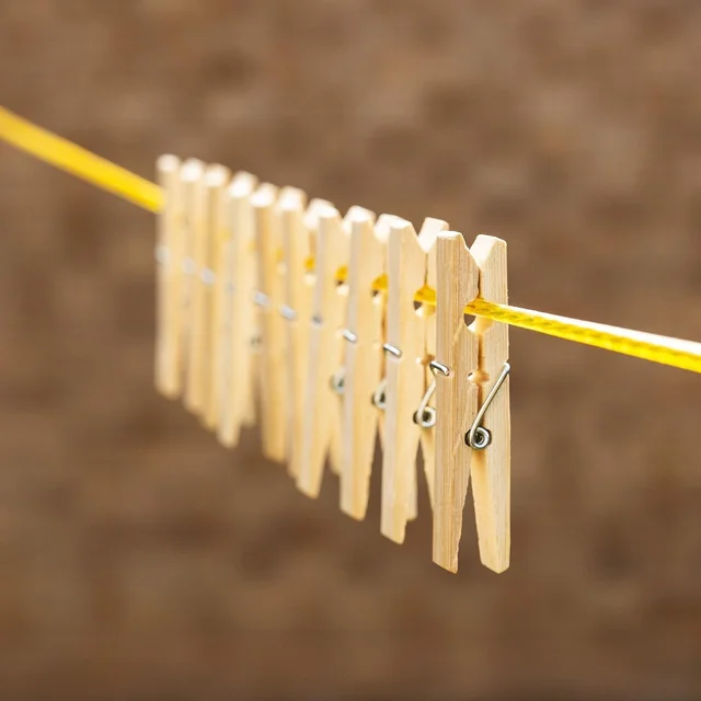Bamboo Cloth Clips – Heavy Duty Wooden Pegs (10 Pcs) | BathNova