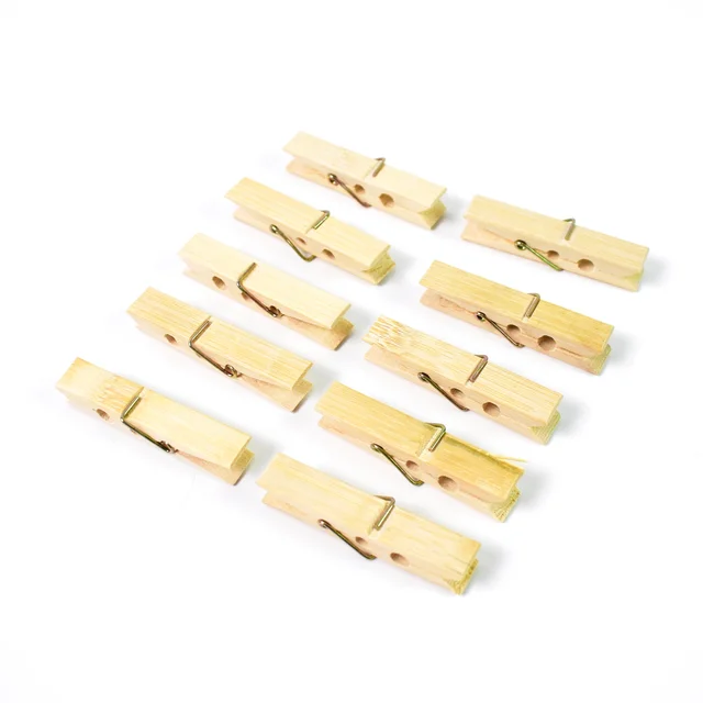 Bamboo Cloth Clips – Heavy Duty Wooden Pegs (10 Pcs) | BathNova