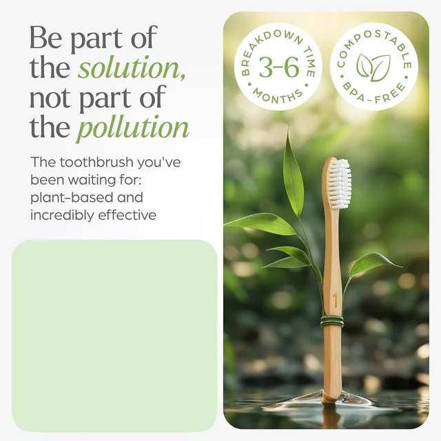 Bamboo Toothbrush Set – Eco-Friendly Medium Bristles (2 Pack)