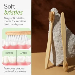 Bamboo Toothbrush Set – Eco-Friendly Medium Bristles (2 Pack)