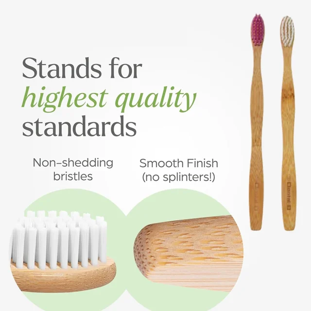 Bamboo Toothbrush Set – Eco-Friendly Medium Bristles (2 Pack)