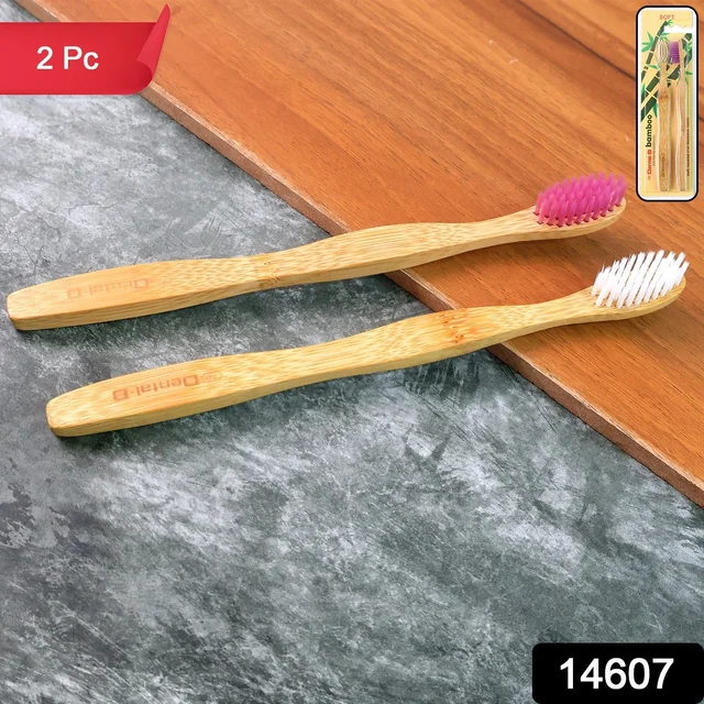Bamboo Toothbrush Set – Eco-Friendly Medium Bristles (2 Pack)