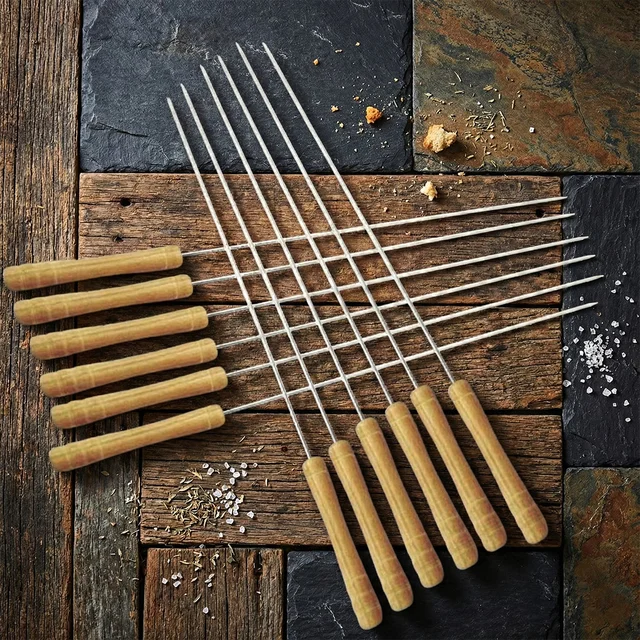 Barbecue Skewers – Stainless Steel & Wooden Handle | Indo Glow