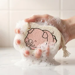 Bath Scrubber Sponge – Cartoon Print for Kids & Adults | Velvet Wipe