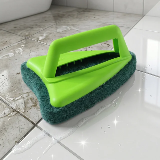 Bathroom Tile Scrubber – Abrasive Head & Handle | Pro Clean