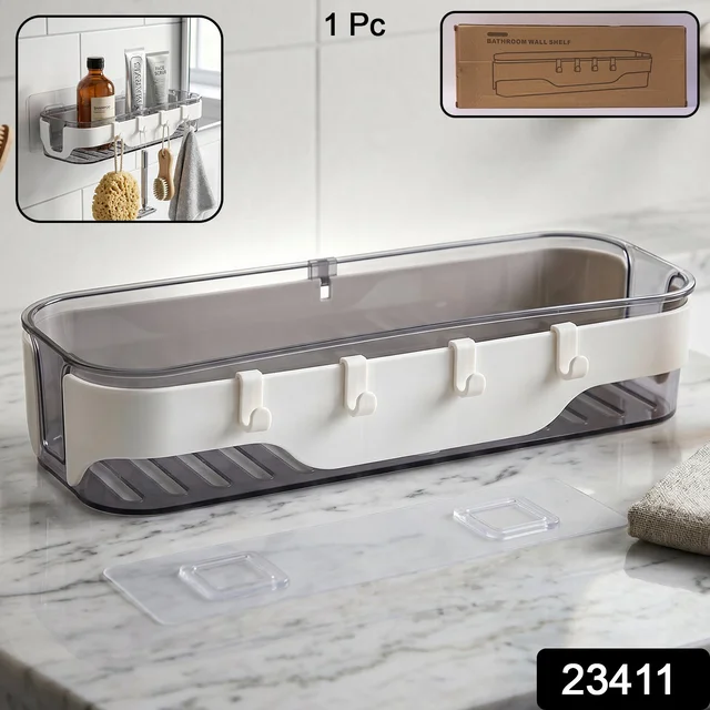 Bathroom Wall Shelf – Space-Saving with Hooks & Modern Design