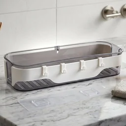 Bathroom Wall Shelf – Space-Saving with Hooks & Modern Design