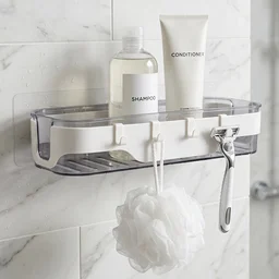 Bathroom Wall Shelf – Space-Saving with Hooks & Modern Design