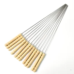 BBQ Skewers – Stainless Steel with Wooden Handles, Set of 12 | Indo Glow