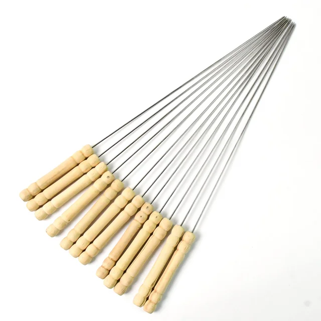 BBQ Skewers – Stainless Steel with Wooden Handles, Set of 12 | Indo Glow