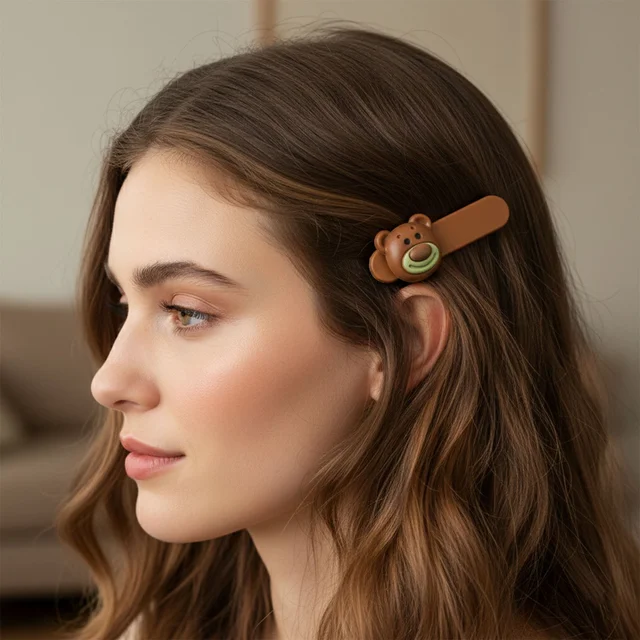 Bear Face Decorative Hair Clips Set – Playful & Secure Hold (4 Pc)