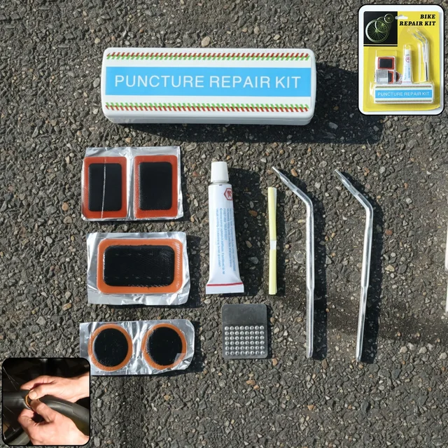 Bicycle Tire Repair Kit – Portable Puncture Patch Set with Adhesive